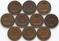 USA, zestaw 10 x cent 1891-1907, Indianin, Indian Head Cent