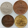 7. Wolne Miasto Gdańsk, zestaw 4 monet 1923-1932