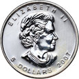Kanada, Elżbieta II, 5 dolarów 2007, Liść Klonu, 1 Oz Ag999