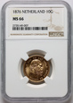 Holandia, Willem III, 10 guldenów 1876, NGC MS66, #LK
