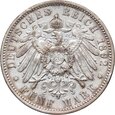 Niemcy, Wirtembergia, Wilhelm II, 5 marek 1892 F, rzadszy rocznik