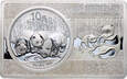 Chiny, 10 juanów 2013, Panda, w sztabce, 3 Oz Ag999