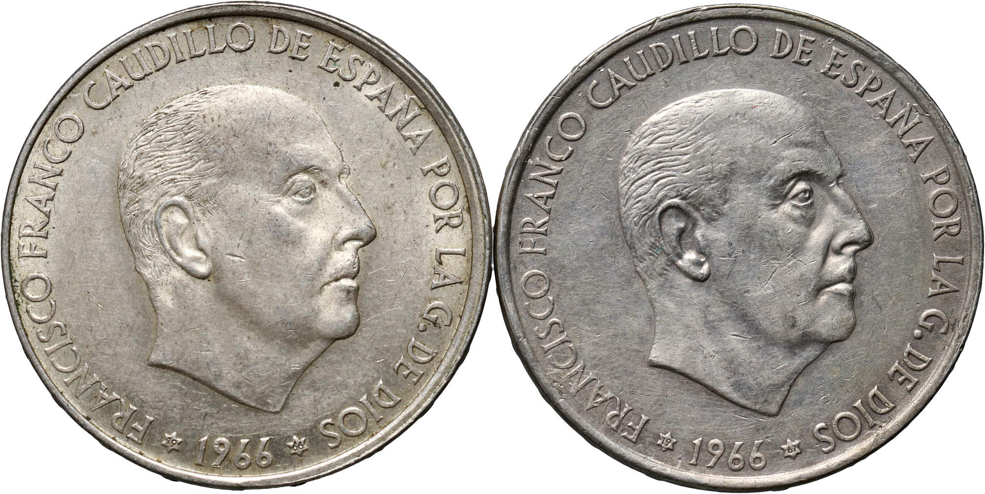 221. Hiszpania, 2 x 100 peset 1966, Francisco Franco