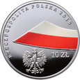 131. Polska, III RP, 10 złotych 2019, 100-lecie Polskiej Flagi