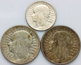 9. Polska, II RP, zestaw 3 monet 1932-1934, Głowa Kobiety