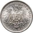 Niemcy, Wirtembergia, Wilhelm II, 3 marki 1911 F, Srebrne Gody