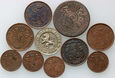 17. Belgia, zestaw 10 monet z lat 1842-1919