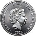 31. Niue, Elżbieta II, 2 dolary 2022, Ryczący Lew, 1 Oz Ag999
