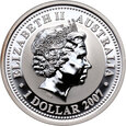 16. Australia, Elżbieta II, 1 dolar 2007, Rok Tygrysa, 1 Oz Ag999