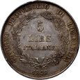 Włochy, Lombardia, 5 lirów 1848 M, Milan