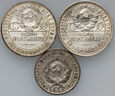 96. Rosja, ZSRR, zestaw 3 monet 1924-1928