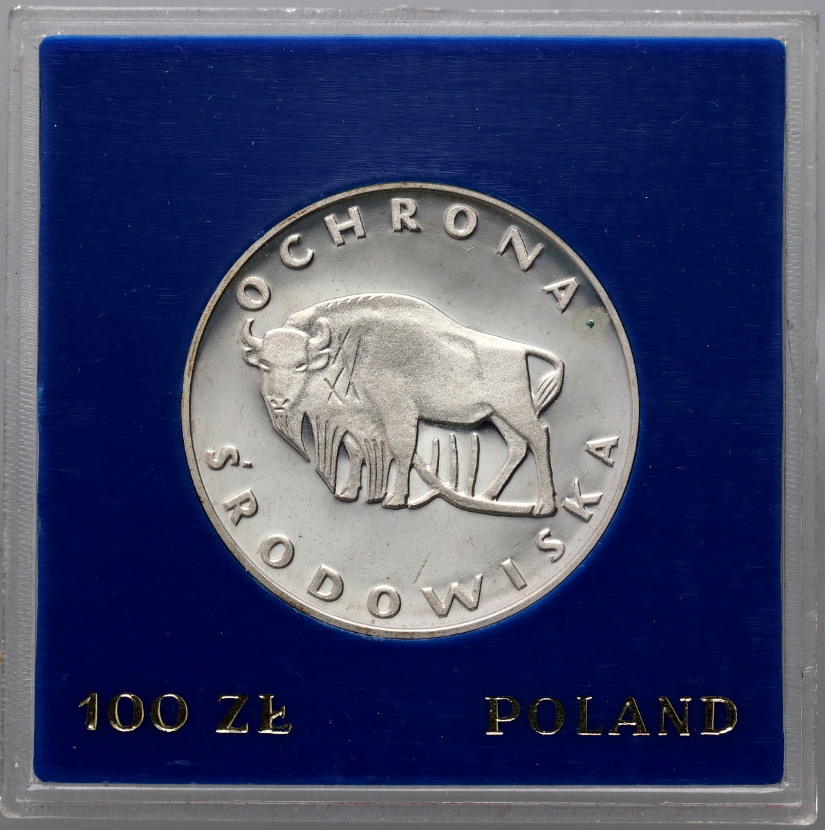 7.  Polska, PRL, 100 złotych 1977, Ochrona Środowiska - Żubr