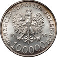 30. Polska, 100000 złotych 1990, Solidarność Typ A, 1 Oz Ag999