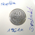 H71.  PRL, POLSKA, 20 GROSZY 1961 SKRĘTKA