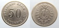 2173. NIEMCY, 50 PFENNIG, 1876 E- DREZNO, ST.3