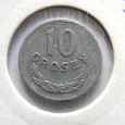 H21.  PRL, POLSKA, 10 GROSZY 1965  ODWROTKA 180*