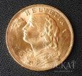 Złota moneta 20 Franków 1927 r -  HELVETIA - Szwajcaria. 