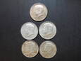 Lot. 5 sztuk monet 1/2 dolara  Kennedy - różne roczniki.