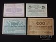 Lot: 5 mld Marek, 1/2 mln Marek, 200 mln Marek, 20 Pfennig Gold