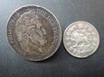 Zestawienie 2 monet 5 Franków 1841 r. Francja i Iran.