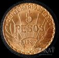 Złota moneta 5 Peso / Pesos 1930 r. - Urugwaj - super stan