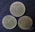 Lot. 3 szt. monet 10 Reichspfennig 1939 r. 