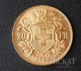 Złota moneta 20 Franków 1930 r -  HELVETIA - Szwajcaria. 