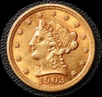 Złota moneta 2,50 Dolara 1903 r. USA - Liberty - Główka