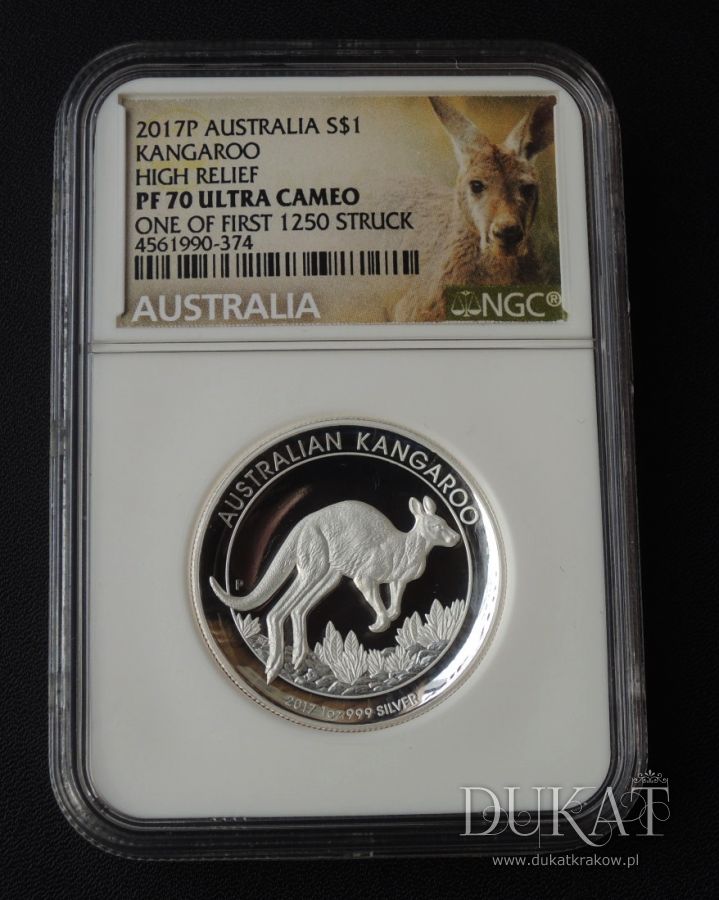 Srebrna moneta 1 Dolar 2017 r. - Kangur - Australia - Elżbieta II