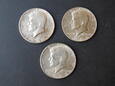 Lot 3 szt. monet 1/2 dolara Kennedy 1969 rok 
