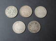 Lot 5 szt. monet 2 Franki 1899, 1914, 1915 r. - Francja