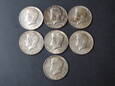Lot 7 szt. srebrnych monet 1/2 dolara Kennedy 1967 r. - USA.
