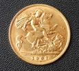  Złota moneta 1 / 2 Funta ( 1 / 2 Suwerena ) 1907 r. - Edward VII 