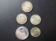 Lot 5 szt. monet + srebrny medal.