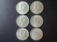 Lot. 6 sztuk monet Half Dollar 1968 i 1969 rok Kennedy.