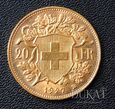 Moneta 20 Franków 1927 r. -  HELVETIA - Szwajcaria. 