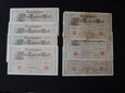 Banknoty: 7 x 1000 Marek 1910 r. + 1 x 100 Marek 1908 r. 