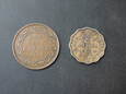 Lot 2 szt. monet: 1 Cent 1913 r. + 1 Anna 1913 r. 