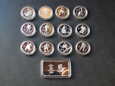 Set 12 srebrnych monet 25 centów + sztabka srebra VANCOUVER 2010