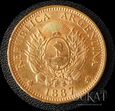 Złota moneta 5 Peso / Pesos 1887 r. - Argentyna - super stan