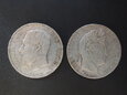 Lot. 2 monet 5 Franków 1873 r. Belgia, 1845 r. Francja.