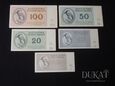 Banknoty: 5,10, 20,50,100 Koron 1943 r. - Getto Terezin