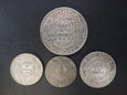 Lot. 4 srebrnych monet 5,10,20 Franków - Maroco i Tunezja.