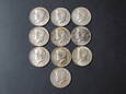 Lot 10 szt. monet 1/2 dolara Kennedy 1968 rok 