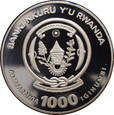 Rwanda - 1000 francs 2009 - Trzewikodzioby z diamentami - 3 oz Ag 999