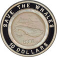 Nauru - 10 dollars 2002 - Biały Wieloryb - Masa perłowa