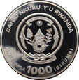 Rwanda - 1000 francs - Lwy z diamentami - 3 oz Ag 999