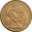 Francja 20 francs 1907 - Kogut - złoto 