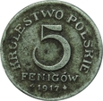 5 FENIGÓW 1917 KRÓLESTWO POLSKIE - STAN (3) - SP231