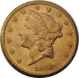 20 DOLARÓW 1890 S - USA - LIBERTY HEAD - STAN (3+) -NR8